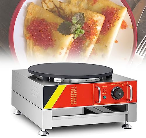 NVYAZJ Crepiera Elettrica 3000W, 110V/220V Pancake & Crepe Maker con Piastra in Ferro da 34cm Bordi Rialzati Vassoio Estraibile Antiaderente, Piastra per Crepe per Fare Crepes, Pancakes, Uova