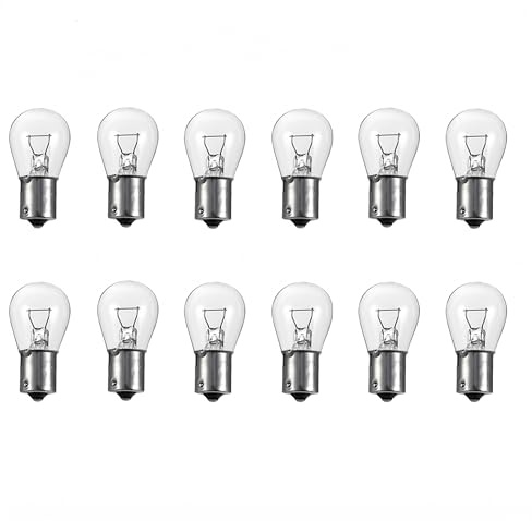 Kadiby 12 Bulk Pack 1156 Bulb,P21W S25 1141 7506 Ba15s 12v 32cp Automotive Brake/Back Up/Reverse Light Clear Miniature RV Bulbs Fit for Aveo/Ram Pickup/Hammer
