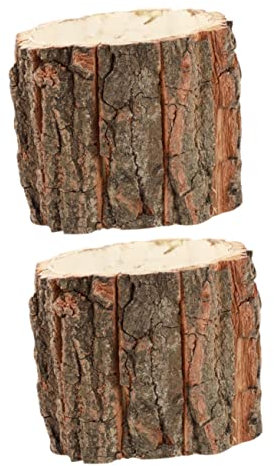 Supvox 2 Stück Blumeneimer Aus Rinde Blumenvasen Übertopf Für Den Innenbereich Kandelaber Vintage-Dekor Kinderzimmer Blumentöpfe Baumstumpf Außenpflanzen Holzkübel