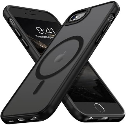 DUEDUE iPhone 8 Hülle, Hülle iPhone 7 Handyhülle Kamerahalterung Stoßfeste Schutzhülle Magnetische Soft Silikon TPU für iPhone 7/8/SE(2020)/SE(2022) Hülle Magnetische Schwarz