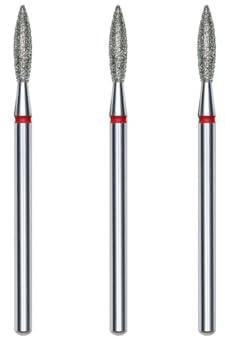 STALEKS PRO set med 3 diamantfräsar för nagelband, 2,3 x 10 mm. Flamform (Finkorn)