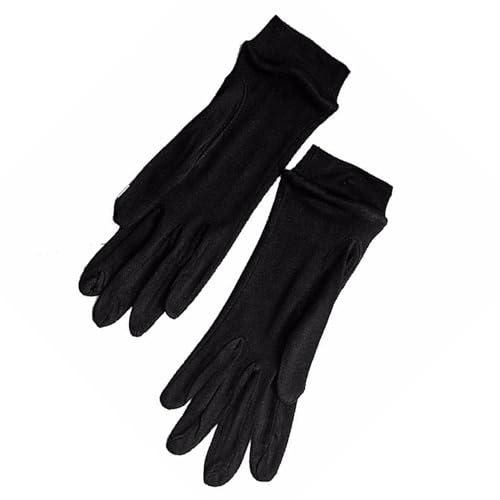 Guangcailun Zarte Spitzenhandschuhe für Frauen, Hochzeiten und formelle Anlässe, Seide, Elegante Damen Hochzeitshandschuh, Seidenhandschuhe, Lange Handschuhe, Schwarz