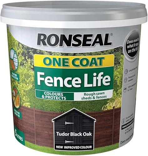 FAB INT PRODUCTS Fence Protection Coating, Black Oak Finish, 5 litres, One Coat Application