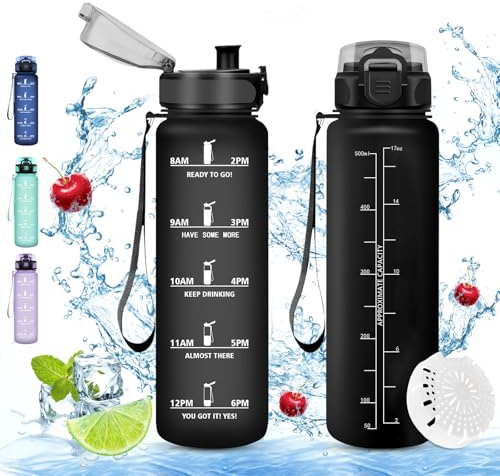 Vikaster Sport trinkflasche, 0.5l BPA-frei, Auslaufsicher, Trinkflasche Kohlensäure Geeignet, Wasserflasche sport für Fahrrad, Fitness, Schule, Kinder, Outdoor