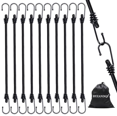 BYZANDQI Spanngummi mit Haken, 10er-Set Gepäckspanner 60cm Expander mit Haken, Spanngurte Gummispanner für Gepäck Camping Ladesicherungen (60cm x 10stk)