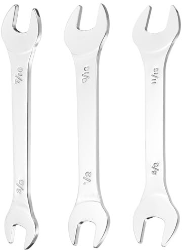 sourcing map 3pcs Thin Open End spanners SAE, 3/8x7/16, 1/2x9/16, 5/8x11/16 Inches, Slim Wrench Tool for Tight Spaces Repair