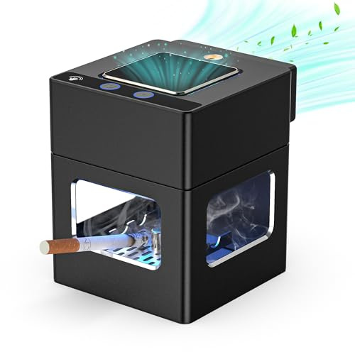 VANSU Intelligent HEPA Smokeless Ashtray Indoor with Lighter,USB Rechargeable Smoke Removing Ashtray for Home,Bedroom,Office,Car,Outdoor
