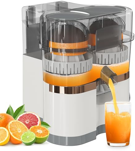 Kiss the Water Electric Citrus Juicer, Automatic Dual Orange and Lemon Squeezer with Power Cord & Cleaning Brush, 2 in 1 Electric Fruits Juicer for Orange, Lemon, Lime, Grapefruit, Easy to Clean & Use
