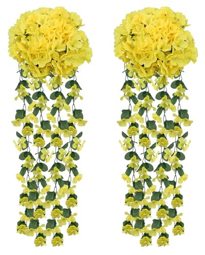 Zythrem Fiori Artificiali Glicine 85CM Edera Artificiale per Esterno Balcone Piante Artificiali Glicine Viola Fiore di Piante Finte per Decorazioni Sospensione Parete Giardino Balcone Matrimonio 2PCS