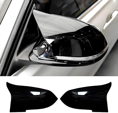 Jinpengyong 2 PCS Coques de Remplacement Rétroviseurs Auto pour BMW F20 F22 F23 F30 F31 F32 F33 F36 F87 M2 X1 E84 Coque de Rétroviseur Noir Brillant (For 1er 2er 3er 4er)