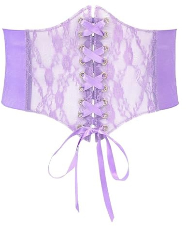 TTPSRY Damen Gürtel Spitze Krawatte Seide Elastischer Bund Ideal für Dinnerpartys und Alltagskleidung Gürtel für Kleid(Lila)