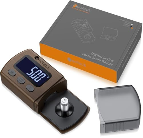 Neoteck Aguja para Tocadiscos Medidor de Fuerza de Aguja 0.01g/5.00g Stylus Gauge con Negro LCD Retroiluminación y 4 1.5V Celda de Litio Ag12 para Tonearm Phono Cartucho