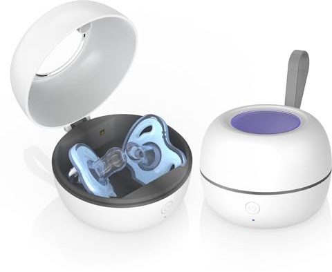 MOMMED Aufgerüsteter UV-Schnuller-Sterilisator, Tragbarer Schnuller-Sterilisator, 99,99% Sterilisation in 3 Minuten, 270 Minuten Akkulaufzeit, USB Aufladbar, Baby-Schnuller-Sterilisator für unterwegs