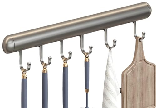 Cammeciso KüChenleiste Mit Haken,Hakenleiste KüChe Ohne Bohren,HäNgeleiste KüChe,Mit Haken,Abnehmbare,Platzsparende,FüR KüChenutensilien,Kochgeschirr,Messerhalter