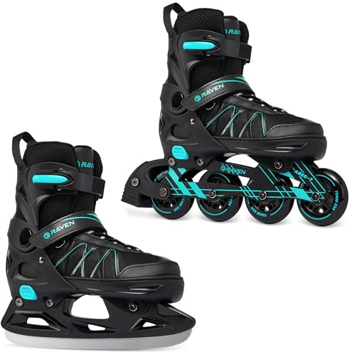 RAVEN Expert 2in1 Schlittschuhe Hockey Inline Skates Inliner für Kinder und Erwachsene verstellbar