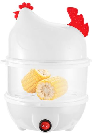 Hervidor De Huevos - Cocedor De Huevos Escalfados Con Doble Nivel En De Gallina Para Tortillas Albóndigas - Máquina Con Diseño De Gallina De Doble Nivel, Gran Capacidad Para Verduras Al Vapor Y Desayu