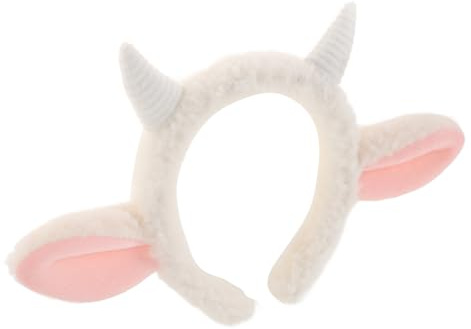 Cerchietto per Chioma Lamb Ear in Peluche Bianco Halloween Festivo