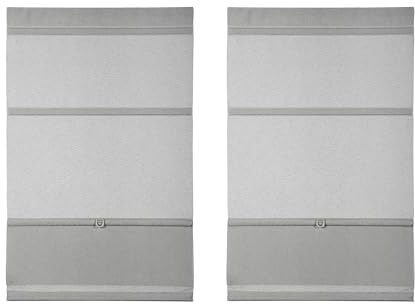 GARDINIA EASYFIX Raff-Rollo 2er-Set, Verdunklungsrollo ohne Bohren, Magnetisch, Inkl. Klettband, Raff-Gardine, Blickdicht, Grau, 60 x 140 cm BZW. 70 x 140 cm (BxH)