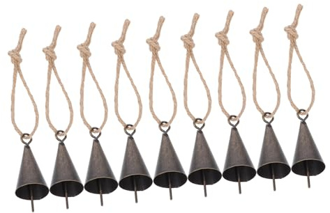 Healifty Retro Trumpet Bell Metal Cow Bell Jute Rope Outdoor Indoor Decoration Christmas Hanging Craft Projects
