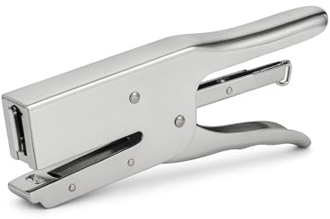 AMZSystems - Grapadora de Tenaza Metálica Profesional Acero Niquelado Capacidad 25 Hojas Compatible con Grapas 24/6 y 26/6 Carga 150 Unidades Ergonomía 50 mm con Caja de 1000 Grapas Incluida ads