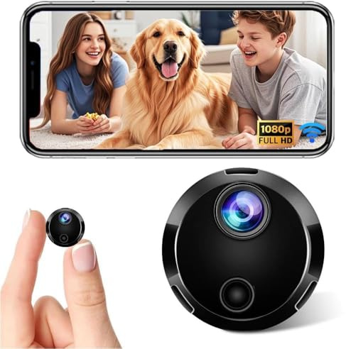 Mini Camera Espion sans Fil, Micro Camera Surveillance Wifi Interieur/Exterieur sans Fil Discrete, Vision Nocturne et Détection de Mouvement, 1080P Petit Cachee Camera Espion Bebe Maison Chat Voiture