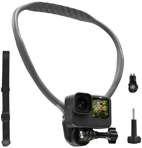 Soporte de Cuello Flexible, Arnés para Cámaras de Acción, Montura de Cuello Compatible con Cámaras Deportivas, Accesorio para Cámara Tipo Neck Mount, Ideal para Vlogs y Videos con Cámaras de Acción