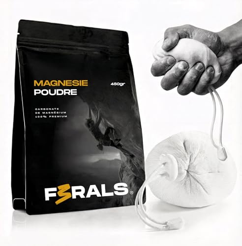 F3RALS Pulvermagnesium för klättring + magnesiumboll | Perfekt för Crosstraining, Calisthenics, Bars, tyngdlyftning och gym | Maximalt grepp, halkfri och lätt att applicera