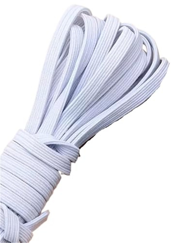 Banda elástica de costura alta elasticidad 20 m/787 pulgadas, adecuada for accesorios ropa, manualidades hechas a mano, goma for oficina para Pantalones Ropa(White,5mm)