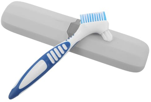 ibasenice Brosse Nettoyante pour Prothèses Dentaires Étui Bleu Portable en Pp, Nettoyage Complet pour Dentiers et Appareils, pour Maison et Voyage
