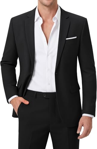 MAGE MALE Men's 2 Piece One Button Suits Set Slim Fit Tuxedo Blazer Jacket and Pants for Party & Wedding Black