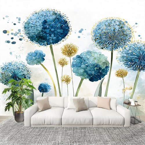 Papel Tapiz 300x210cm Campo Plantas Diente De LeóN Decoración De Pared Sala Cuarto Oficina Salón Blanco Fotomural limpiable - Mural de Papel Pintado