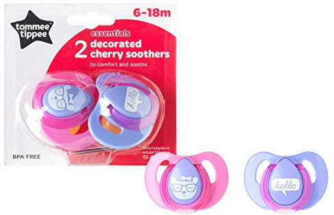 Tommee Tippee Essentials Decorated Cherry Soothers 6-18m, 2 each