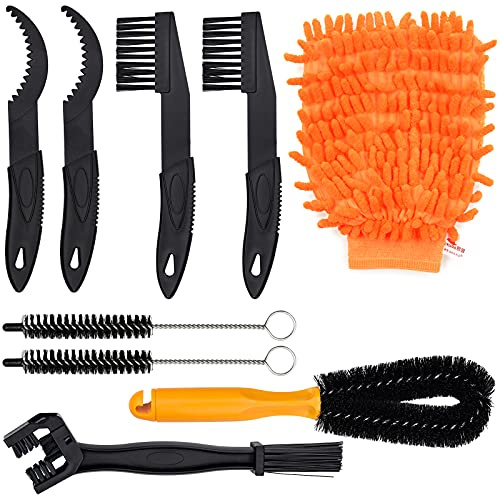 KARAA 9Pcs Fahrrad Reinigungsset Reiniger, Fahrradketten Reinigungsbürste, Ritzelbürste, Zahnkranzreiniger Scrubber für Ebike Fahrrad MTB Rennrad Kurbel Reifen Kettenblatt