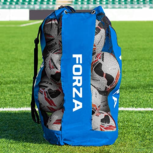 FORZA Borsa Portapalloni | Sacca Multisport per trasportare Palloni | Borsone Con Chiusura a Coulisse per Calcio,Basketball,Netball,Pallavolo | 5 Opzioni di Colore | Capacità 12 palloni (Blu)