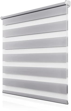 Doppelrollo Klemmfix ohne Bohren 85x140cm(BxH), Rollos für Fenster ohne Bohren Hellgrau, Duo Rollo Klemmrollo, Lichtdurchlässig & Sichtschutz,Fenster Rollos für Innen