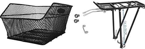 Fischer Gepäckträgerkorb School, Fahrradkorb, engmaschig, diebstahlsicher, für E-Bikes geeignet, Tragkraft 25 kg, schwarz