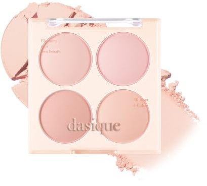 Dasique Blending Mood Cheek #09 Almond Vanilla | 4 Blendable Shades in Lightweight Smooth Powder | Vegan | Blush