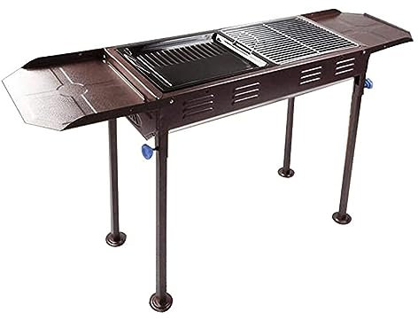Barbecue au Charbon de Bois Barbecue portatif extérieur, Gril électrique à Plaque Amovible, étagère d'extension intégrée pour la Cuisine en Plein air, Le Camping, la Plage Gril au Propane sur Pied