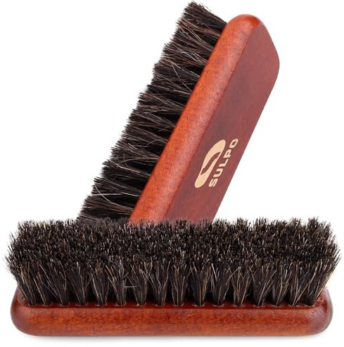 SULPO Schuhbürste Rosshaar Länge 16 Zentimeter - Schuhputzsets Schuhputzbürste Schuhbürsten Lederbürste putzen Schmutzbürste weiche Borsten schwarz Polierbürste - 2 Stück Set - Schuhpflege