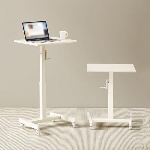 GMBAYUE Rednerpult Mobil Klappbar mit Kippbarer Tischplatte, Höhenverstellbares Podiumsständer, Laptop-Schreibtisch, Standing Desk für Klassenzimmer, Kirche, Zuhause, Büro(Wit)