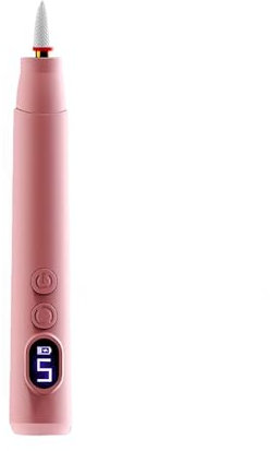 Meichoon Kit de taladro de esmalte de uñas eléctrico Carga USB con luz auxiliar LED 6 cabezales de esmerilado para manicura, pulido y exfoliación NL32 Rosa