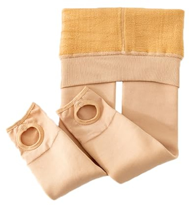 Fudaolee Collant da Caldo per Bambina Inverno Termici Leggings C-Marrone L