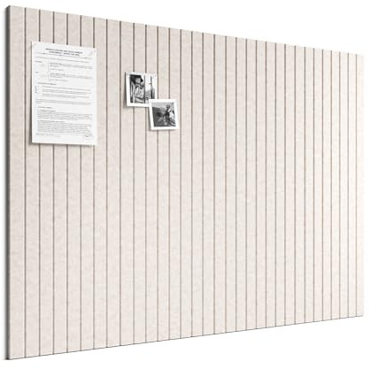 Bumusty Large Cork Board Alternative-48 x 36 Felt Bulletin Board Tiles, with 30 Pushpins, 70 Adhesive Tabs, Fine-Stripe 12-Pack, Cork Boards for Office Push Pin Board Felt Board-Oatmeal