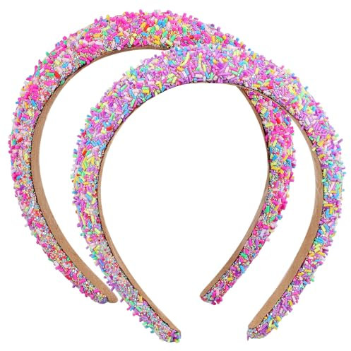 DEARMAMY 2pièces Bandeaux Larges Rembourrés Pour Femme Antidérapants Et Colorés Accessoires Pour Cheveux Pour Fêtes Anniversaire