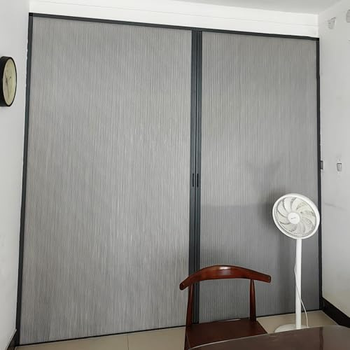 RENLXFI Concertina Door Gray Folding Door Single Double with Aluminum Frame & Honeycomb Panel, Interior Room Divider Accordion Door for Wardrobe Study Room Pantry Doorway(90x190cm/35.4x75in)
