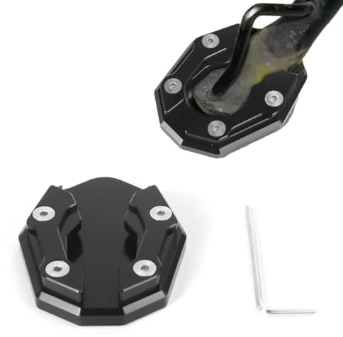 Soporte lateral para moto, caballete lateral para motocicleta, extensión de pata de cabra lateral, placa de extensión de pata de cabra de aleación de aluminio CNC, color negro