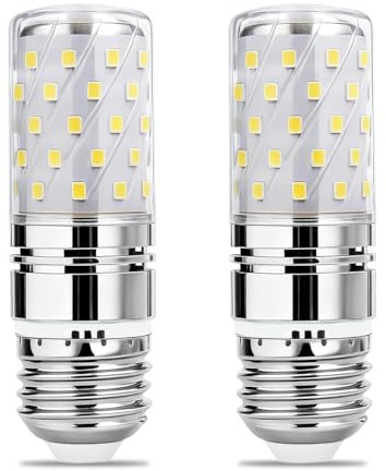 ingoodtle E27 LED Corn Bulbs 12W, 6000K Cool White Edison Screw Light Bulb, 120W Incandescent Equivalent, 900LM Super Bright Large Screw Bulbs for Home Lighting, Non-Dimmable, 230V, 2 Pack