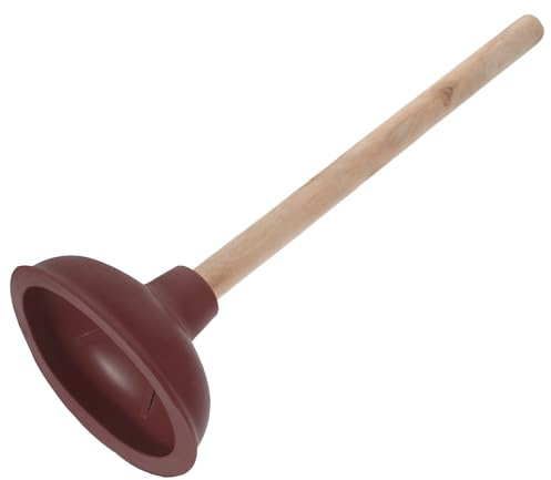 MAGICLULU Stantuffo per WC Manico in Legno e Ventosa in Gomma, Sturalavandini da Bagno per Uso Domestico, 14 Pollici, Contro Intasamenti e Odori Fastidiosi