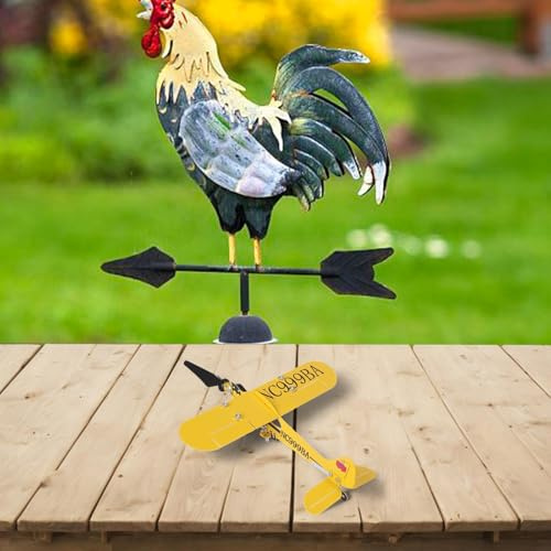 Besttoolifes Veleta de avión, construcción de metal con revestimiento antioxidante, 20 x 18 cm, para jardín, patio, terraza o valla, decoración soldada a mano
