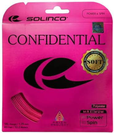 Solinco Confidential Soft Co-Polyester Tennissaiten-Set 12,2 m – verbesserter Komfort und präzise Kontrolle, Spin optimierte, strapazierfähige Polyester-Saite mit lang anhaltender Spannung